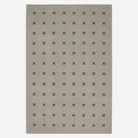 Handmade Grey Cotton Minimalist Dhurrie For Living Room